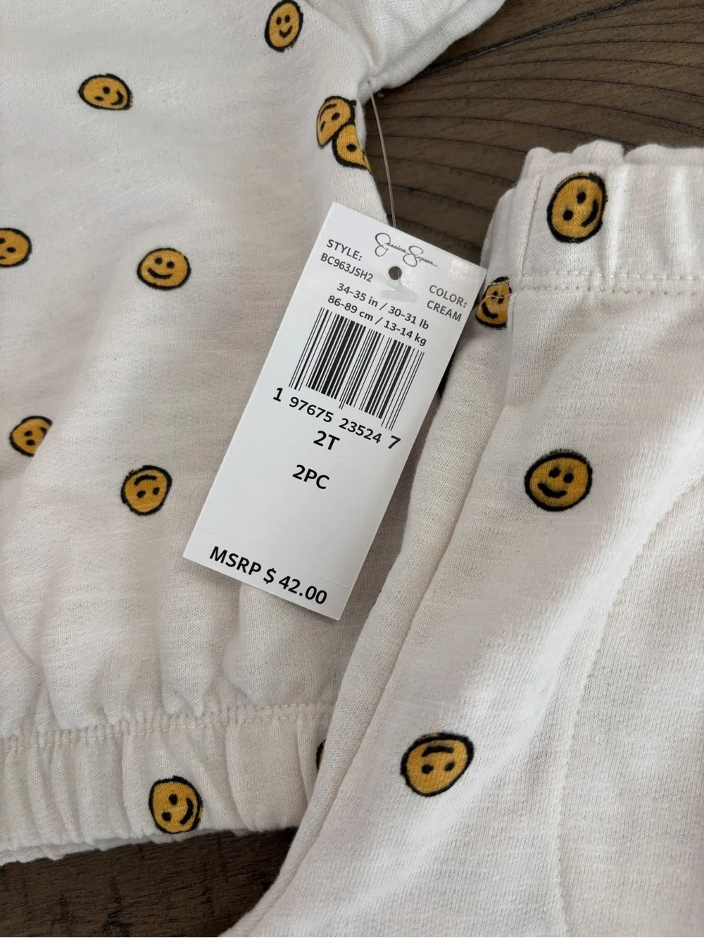 Jessica Simpson Cream Smiley Face Two-Piece Kids Set